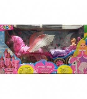 PRINCESA CON CARROZA Y UNICORNIO