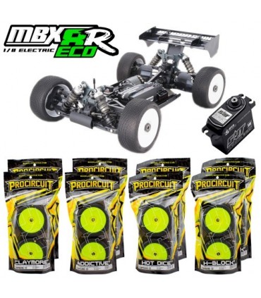 COMBO COCHE 1/8 OFF ROAD MBX8R ECO + PACK 4 SETS PROCIRCUIT C2 + SERVO SRT-BH9027