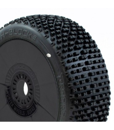 H-BLOCK v2 BUGGY C1 (SUPER SOFT) EN LLANTA NEGRA CON PEGATINAS (2pcs.)