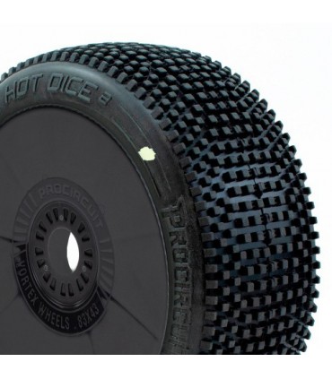 HOT DICE v2 BUGGY C1 (SUPER SOFT) EN LLANTA NEGRA CON PEGATINAS (2pcs.)