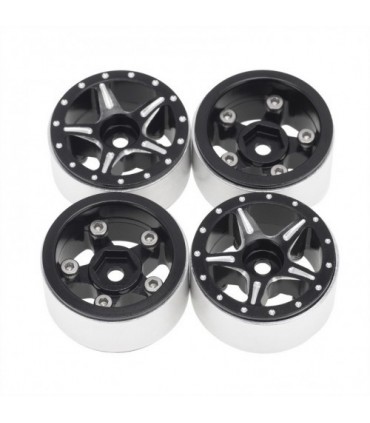 LLANTAS CNC AXIAL SCX24 ALUMINIO STARFISH-PRO BEADLOCK NEGRO (4u)