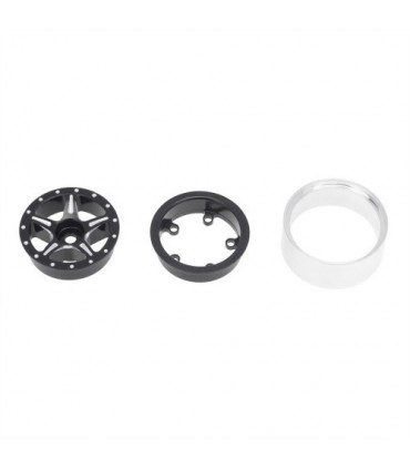 LLANTAS CNC AXIAL SCX24 ALUMINIO STARFISH-PRO BEADLOCK NEGRO (4u)