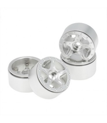 LLANTAS CNC AXIAL SCX24 ALUMINIO STARFISH-PRO BEADLOCK BLANCO (4u)