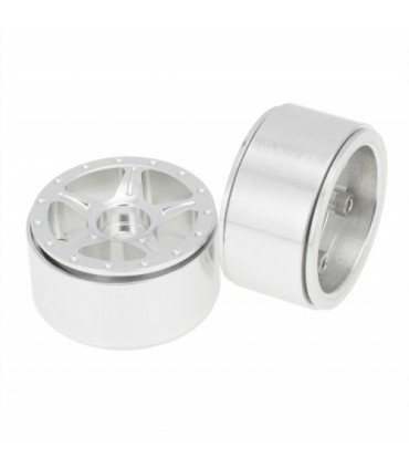 LLANTAS CNC AXIAL SCX24 ALUMINIO STARFISH-PRO BEADLOCK BLANCO (4u)
