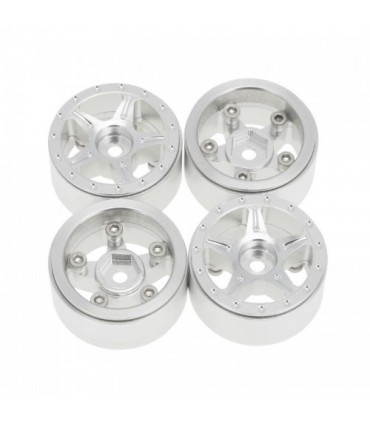 LLANTAS CNC AXIAL SCX24 ALUMINIO STARFISH-PRO BEADLOCK BLANCO (4u)