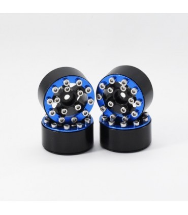 LLANTAS CNC AXIAL SCX24 TORNILLOS ALUMINIO-BEADLOCK AZUL (4u)