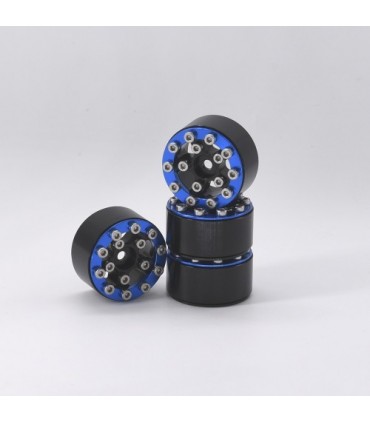 LLANTAS CNC AXIAL SCX24 TORNILLOS ALUMINIO-BEADLOCK AZUL (4u)