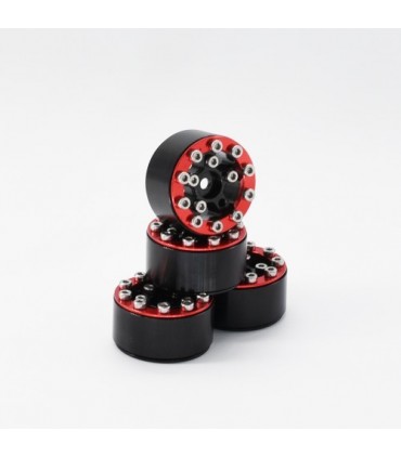 LLANTAS CNC AXIAL SCX24 TORNILLOS ALUMINIO-BEADLOCK ROJO (4u)