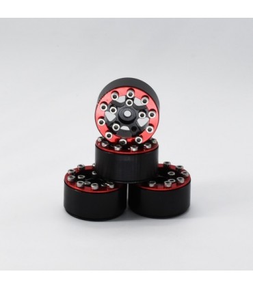 LLANTAS CNC AXIAL SCX24 TORNILLOS ALUMINIO-BEADLOCK ROJO (4u)