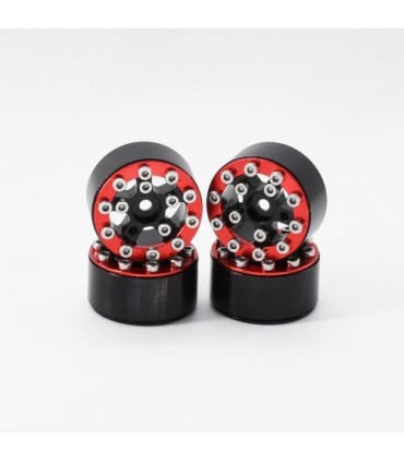 LLANTAS CNC AXIAL SCX24 TORNILLOS ALUMINIO-BEADLOCK ROJO (4u)