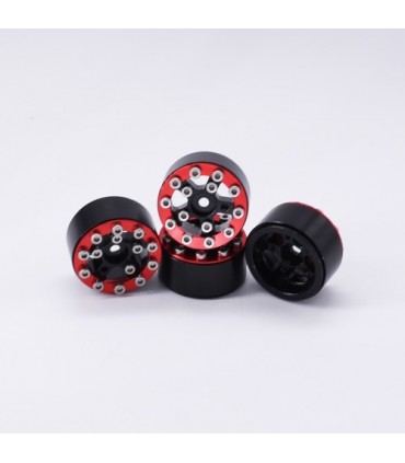 LLANTAS CNC AXIAL SCX24 TORNILLOS ALUMINIO-BEADLOCK ROJO (4u)