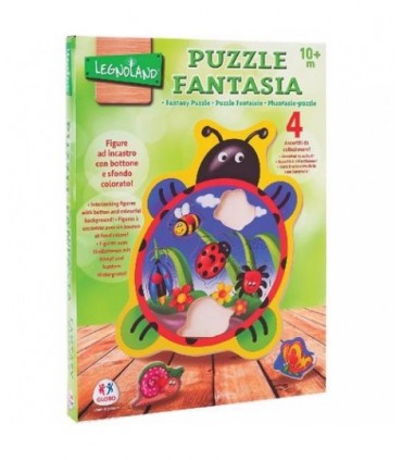 WOODEN ANIMAL PUZZLE 6PCS W/BUTTONS