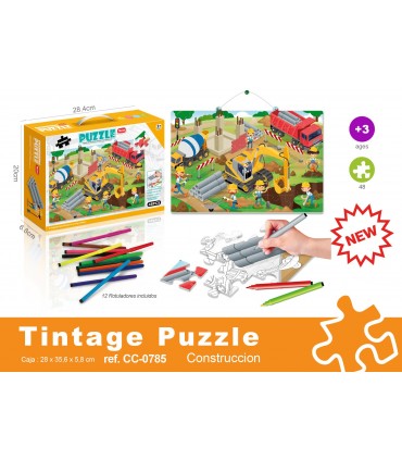 PUZZLE SET 48 PZS CONSTRUCCION C/ PINTURAS