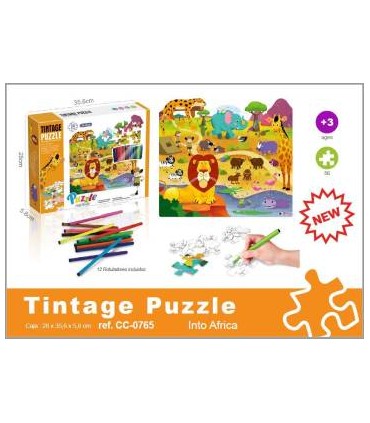 PUZZLE SET 56 PZ FAUNA C/ PINTURAS