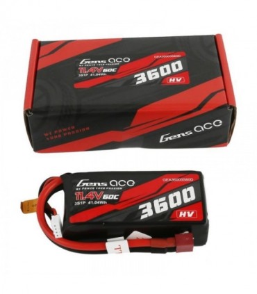 GENS ACE 3600 mAh 11.4V 60C HV 3S1P WITH XT60-T-PLUG - GEA36003S60D