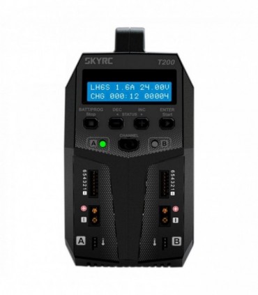 CARGADOR T200 DUO LIPO 1-6S 12A 2X100W 240V AC/12V DC SKYRC