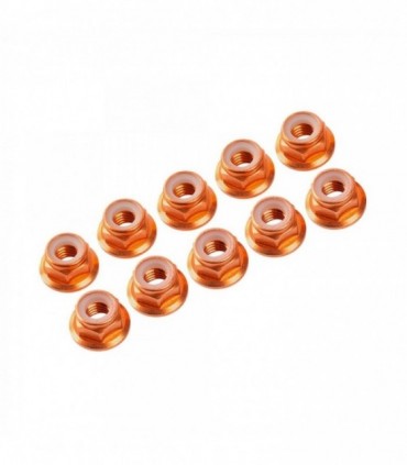 AUTOBLOCANTE ALU. M3 FLANGED NARANJAS (10u.)