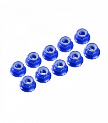 AUTOBLOCANTE ALU. M4 FLANGED AZUL (10u.)