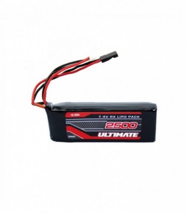 BATERÍA ULTIMATE LiPo RECEPTOR PLANA 7.4V. 2500mAh CONEXIÓN JR