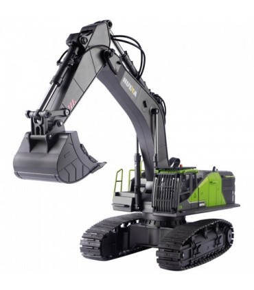EXCAVADORA HUINA 1593 1/14 COLOR VERDE PALA METALICA 2.4GHZ.
