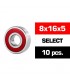 8x16x5mm KIT RODAMIENTOS SELECT "HS" TAPAS DE GOMA  (10u.)