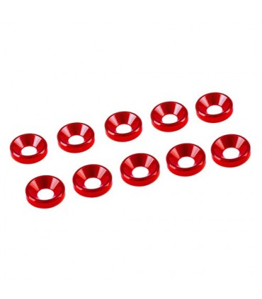 ARANDELA ALU. CONICA M3 ROJA  (10u.)