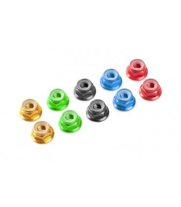 TUERCA AUTOBLOCANTE M3 ROJO CON LABIO (10PCS)
