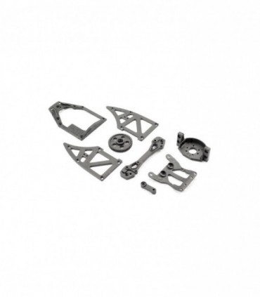Ishima - Servo Top Plate + Motor Holder +Rear Shock Tower + Side Plates B +Servo Arm + Spur Gear 51T