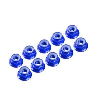 AUTOBLOCANTE ALU. M4 FLANGED AZUL (10u.)