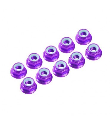 AUTOBLOCANTE ALU. M4 FLANGED PURPURA (10u.)