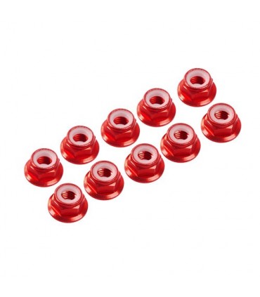 AUTOBLOCANTE ALU. M4 FLANGED ROJA (10u.)